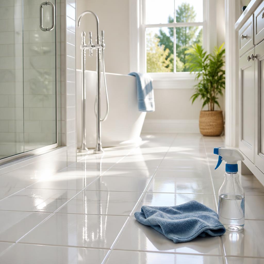 Bright bathroom ready for a deep clean