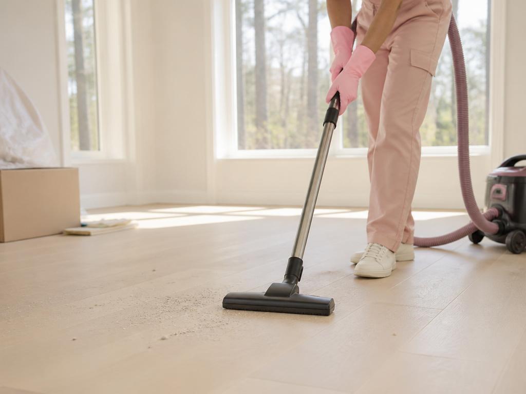HEPA vacuum cleaning new hardwood flooring