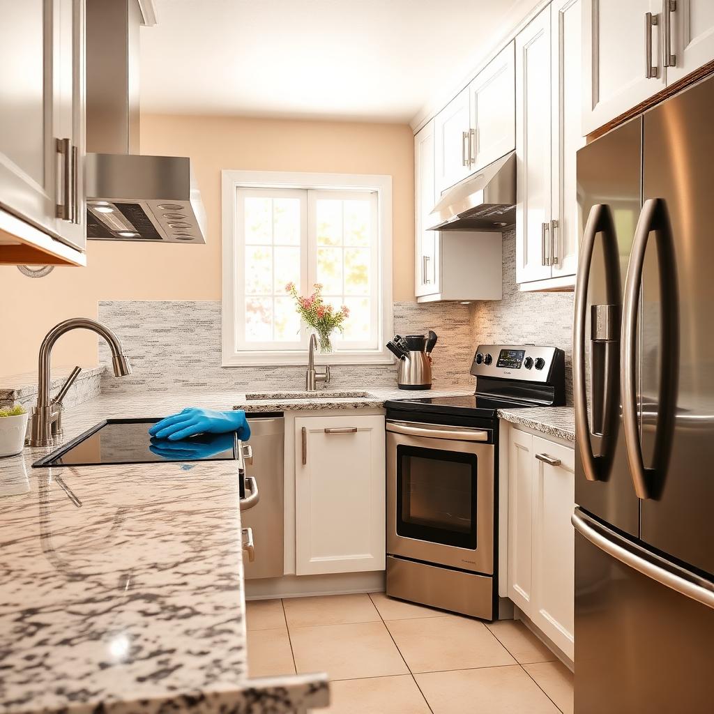 Sparkling residential kitchen with stainless steel appliances